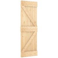 Berkfield Home Sliding Door with Hardware Set 70x210 cm Solid Wood Pine in Light Brown