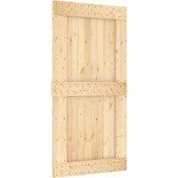Berkfield Home Sliding Door with Hardware Set 100x210 cm Solid Wood Pine in Light Tan