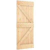 Berkfield Home Sliding Door with Hardware Set 85x210 cm Solid Wood Pine in Light Brown