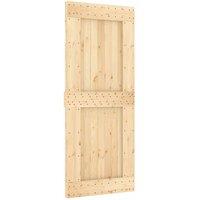 Berkfield Home Sliding Door with Hardware Set 85x210 cm Solid Wood Pine in Light Tan