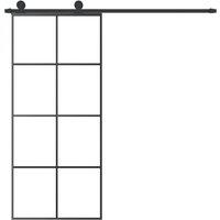 Berkfield Home Sliding Door with Hardware Set 90x205 cm ESG Glass&Aluminium in Black