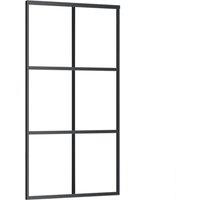 Berkfield Home Sliding Door with Hardware Set ESG Glass&Aluminium 102x205 cm in Black