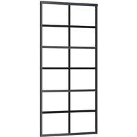 Berkfield Home Sliding Door with Hardware Set ESG Glass&Aluminium 90x205 cm in Black
