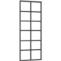 Berkfield Home Sliding Door with Hardware Set ESG Glass&Aluminium 76x205 cm in Black