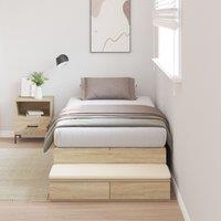 Berkfield Home Storage Bed Frame Sonoma oak Solid wood, Engineered wood in Brown