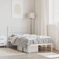 Berkfield Home Metal Bed Frame with Headboard White 100x200 cm