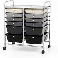 Costway 12 Drawer Rolling Storage Cart Office Lightweight Utility Cart w/Wheels in Black