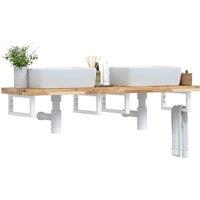 Berkfield Home Basin Shelf Wall Mounted Steel & Solid Wood Acacia in Brown