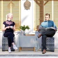 EONLION Dark Grey Set of 2 Rattan Footstool | Size: 100 cm