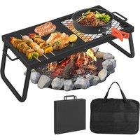 VOGREX Grill 57x28cm Portable Alloy Steel Fire Pit Grill Grate Adjust in Black | Size: 57x28 cm