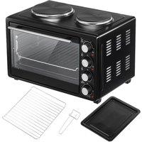 NESTLUNE OYAJIA 36L Mini Oven with Dual Hotplates Hobs & Grill in Black