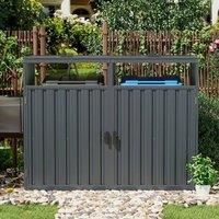 Kelvenix Double Bins Garden Rubbish Dustbin 3 Shed House in Dark Grey | Size: 0.6m2