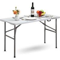 EONLION 4FT Folding Table Heavy Duty Trestle in White | Size: 100 cm