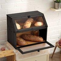 Kelvenix black Bamboo Bread Bin w/ Transparent Window | Size: 0.6m2