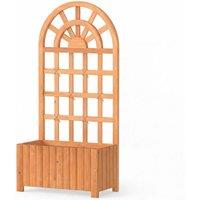 Kelvenix Wooden Raised Garden Bed with Trellis in Brown | Size: 100g