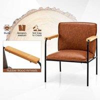Kelvenix PU Leather Accent Chair Upholstered Armchair in Brown | Size: 0.6m2