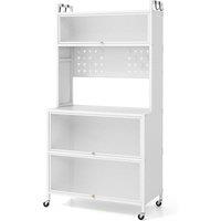 Kelvenix Kitchen Pantry Storage Cabinet Coffee Bar Cabinet in White