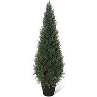 VOGREX 4FT 2PCS Artificial Trees Fake Cedar Topiary Tree in Green