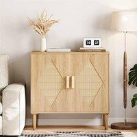 VOGREX Buffet Cabinet Storage Rattan Sideboard Accent Cabinet Living Room in Brown
