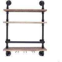 Havendro Industrial Pipe Wine Rack Wall Mounted w/ Glass Holder UK in Black