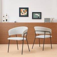 SONARA Set of 2 Curved Dining Chair with Sleek One-Piece Metal Frame in Beige