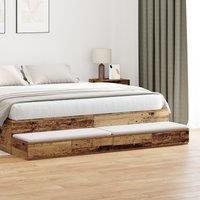 Berkfield Home Bed Drawers Old Wood 180x36.5x16.5 cm Engineered Wood in Brown