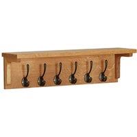 Berkfield Home Coat Rack 60x16x16 cm Solid Oak Wood in Brown | Size: 60 x 16 x 16 cm