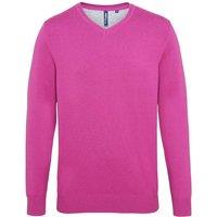 Asquith & Fox Men's Cotton Rich V-Neck Sweater in Pink | Size: Small
