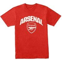 Arsenal FC Men's Wordmark Crest T-Shirt in Red | Size: Medium