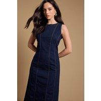 Oasis Women's Sleeveless Denim Maxi Dress With Seam Detail in Indigo | Size: 8