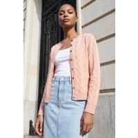 Roman Women's Textured Cable Knit Cardigan in Light Pink | Size: 20