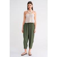 MixRay Women's Salwar Fit Drawstring Pants in Olive | Size: Small