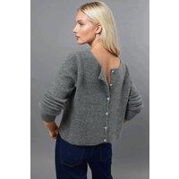 Hiccup Women's Ultra Soft Crew Neck Buttoned Dual-use Cardigan in Grey | Size: Large
