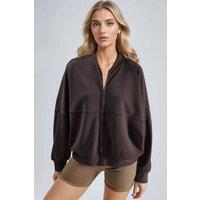 Busem Women's Modal Jacket with Zipper in Dark Brown | Size: Medium