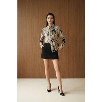 MyFashion Women's Women's Abstract Velvet Woven Shirt in Beige | Size: Large