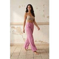 MyFashion Women's High-Waist Wide-Leg Knit Joggers in Dusty Pink | Size: XL