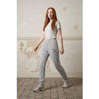 MyFashion Women's Mid-Waist Printed Cotton Lycra Joggers in Light Grey | Size: Large