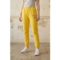 MyFashion Women's Mid-Waist Printed Cotton Lycra Joggers in Lemon | Size: Large