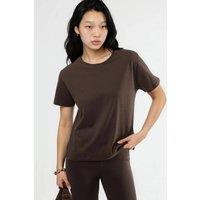 Busem Women's Plain Crew Neck Cotton T-Shirt in Chocolate | Size: Large