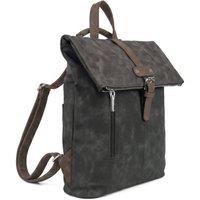 Woodland Leathers Women's Roll-Top Backpack, Anti-Theft Travel Bag with Luggage Strap in Charcoal