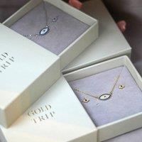 Gold Trip Women's Blue Lucky Evil Eye Necklace & Earrings Set in Gold