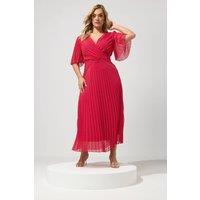 Yours Women's Pleated Wrap Maxi Dress in Red | Size: 16