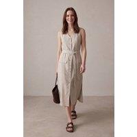 MyFashion Women's Cotton Poplin Midi Shirt Dress in Stone | Size: Small