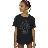 Star Wars Girl's The Mandalorian Outline Helm Diamond Cotton T-Shirt in Black | Size: 12-13 Years