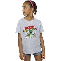 Disney Girl's Toy Story Rex Christmas Burst Cotton T-Shirt in Grey | Size: 5-6 Years