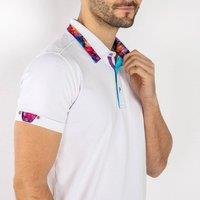 CLAUDIO LUGLI Men's SIGNATURE POLO SHIRT WITH MARBLE INSERT in White | Size: Medium