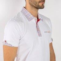 CLAUDIO LUGLI Men's SIGNATURE POLO SHIRT WITH CHECK INSERT in White | Size: 4XL