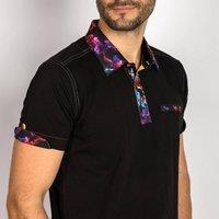 CLAUDIO LUGLI Men's SIGNATURE POLO SHIRT WITH SMOKE INSERT in Black | Size: Small
