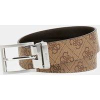 Guess Men's Logo Belt Printed Brown in Beige | Size: Small
