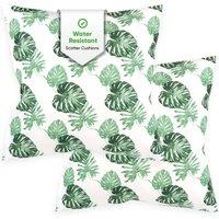 Gardenwize Pack of 2 Bali Leaf Printed Scatter Cushions in White